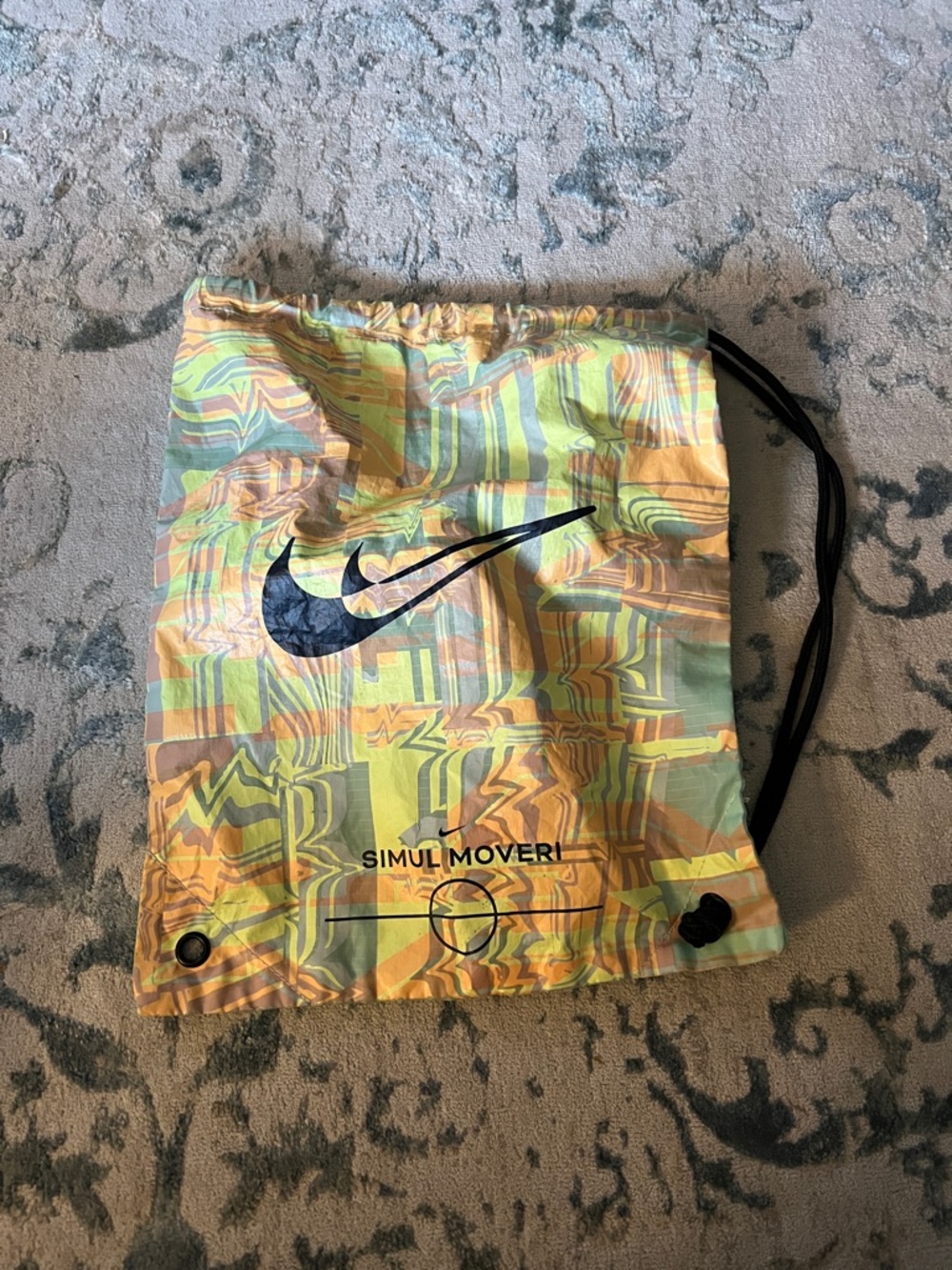 Nike  Yellow Orange Swirl Drawstring Belt Bag with Black Swoosh